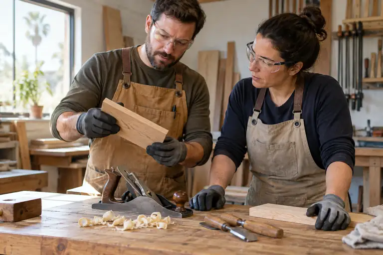 AI-generated home concept: workshop preparation with fictional adults; not actual business staff