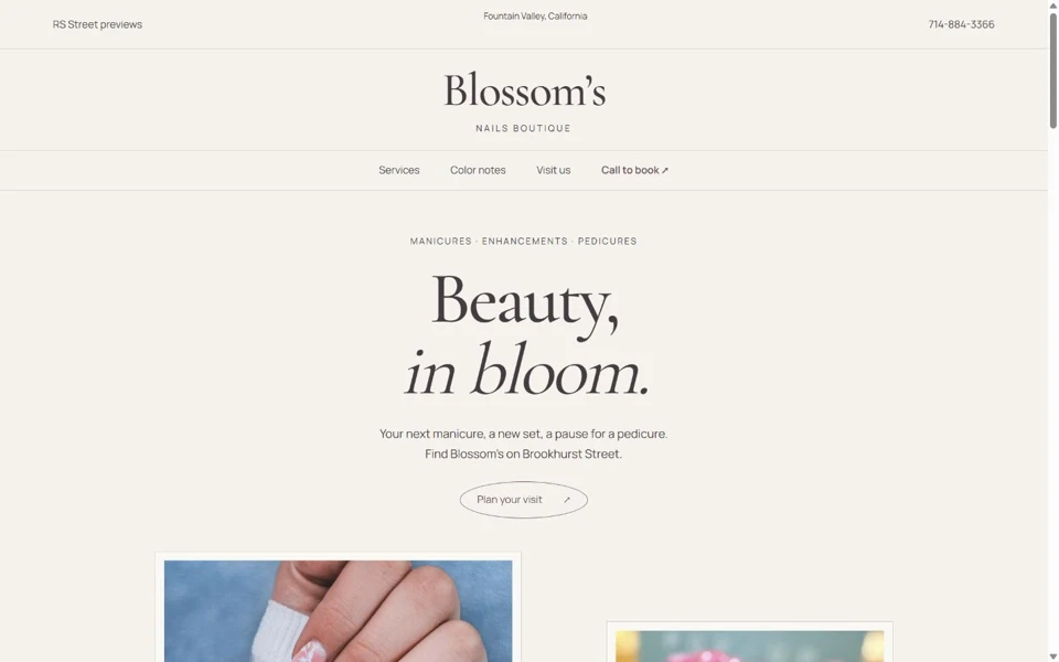 Blossom’s Nails Boutique website preview