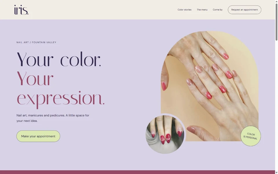 Iris Nails website preview
