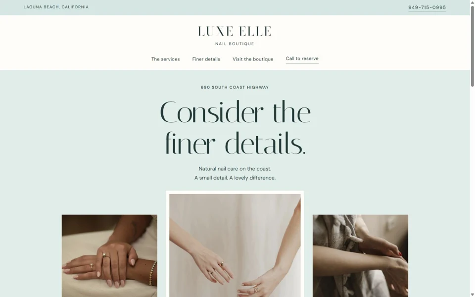 Luxe Elle Nail Boutique website preview
