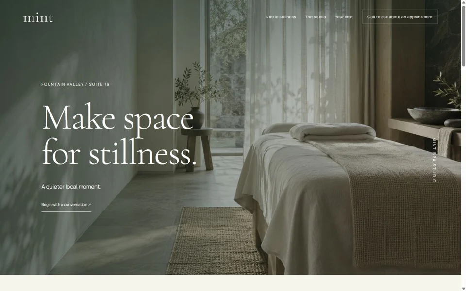 Mint Spa Studio website preview