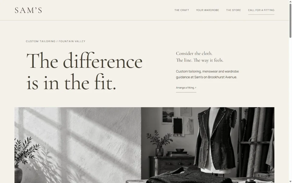 Sam’s Custom Tailoring website preview