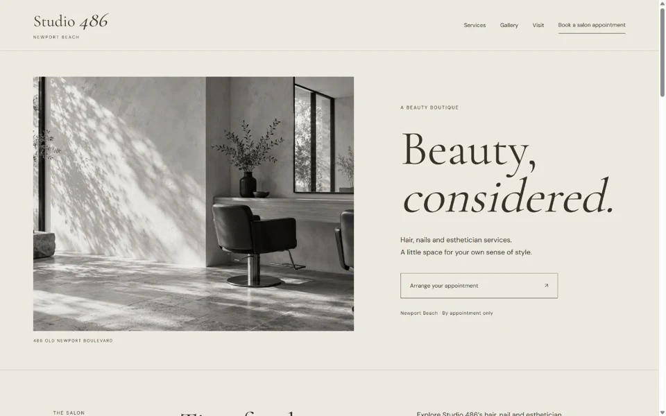 Studio 486 Salon website preview