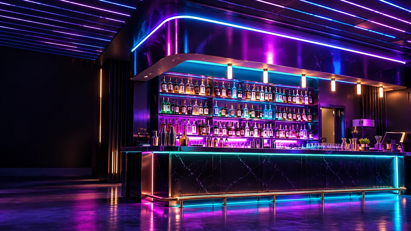 Stylized neon artwork inspired by Heaven Lounge’s illuminated bar