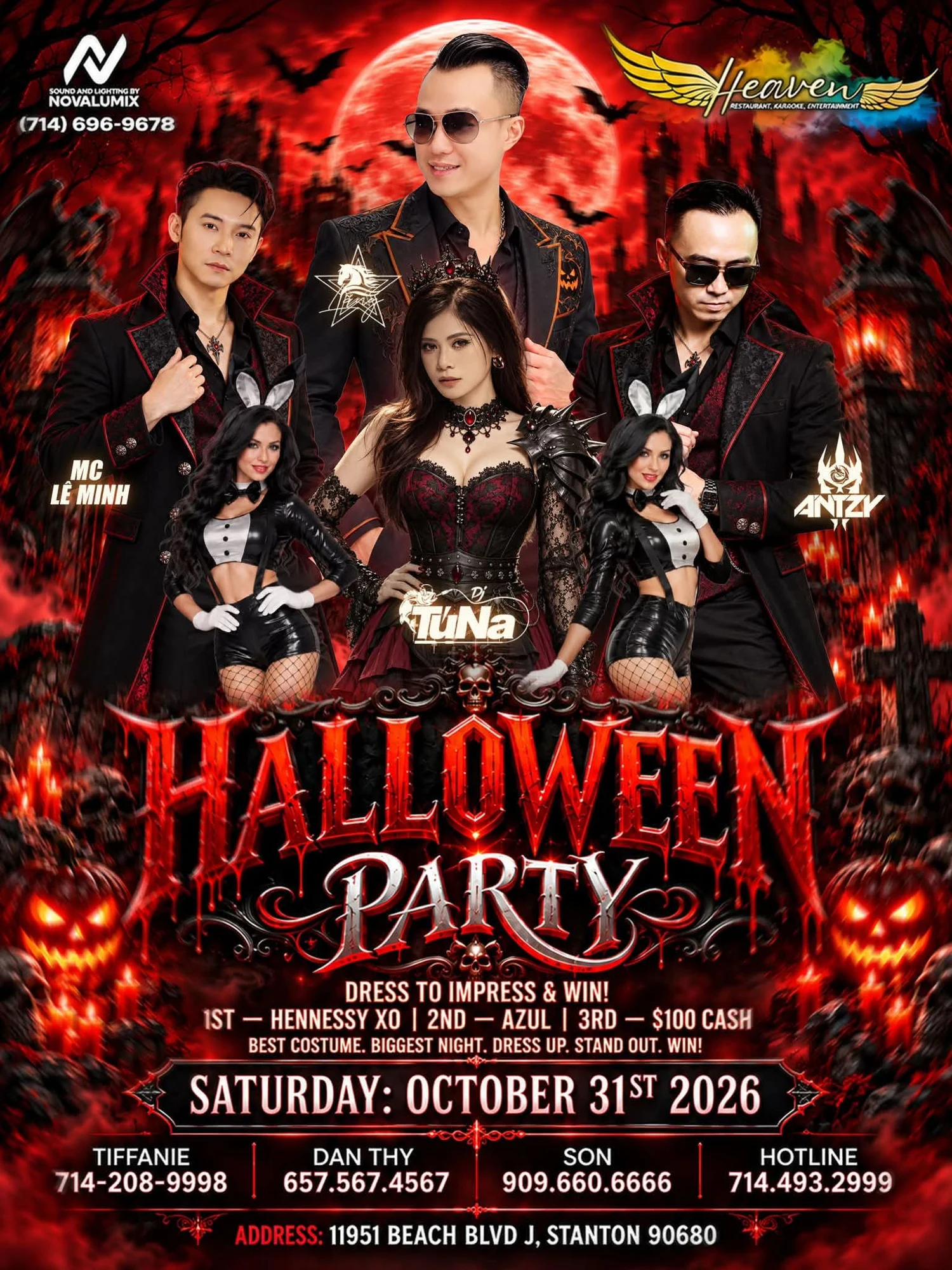 Heaven Halloween Party poster, October 31, 2026, featuring MC Lê Minh, DJ TuNa and Antzy