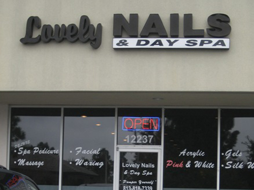 Lovely Nails & Day Spa storefront at 12237 West Linebaugh Avenue