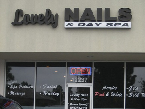 Lovely Nails & Day Spa storefront at 12237 West Linebaugh Avenue in Westchase, Tampa