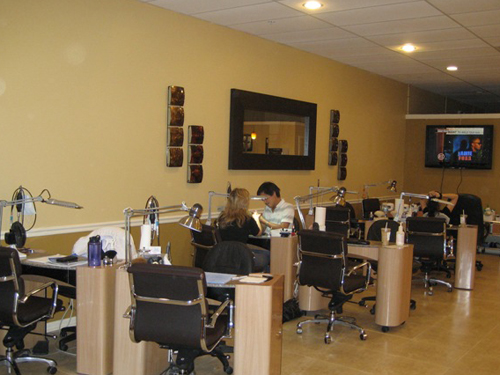 Manicure stations in the Lovely Nails & Day Spa salon