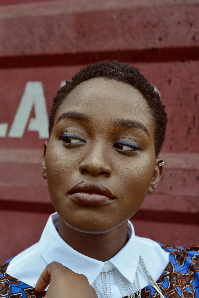 Close portrait with a sculpted short crop
