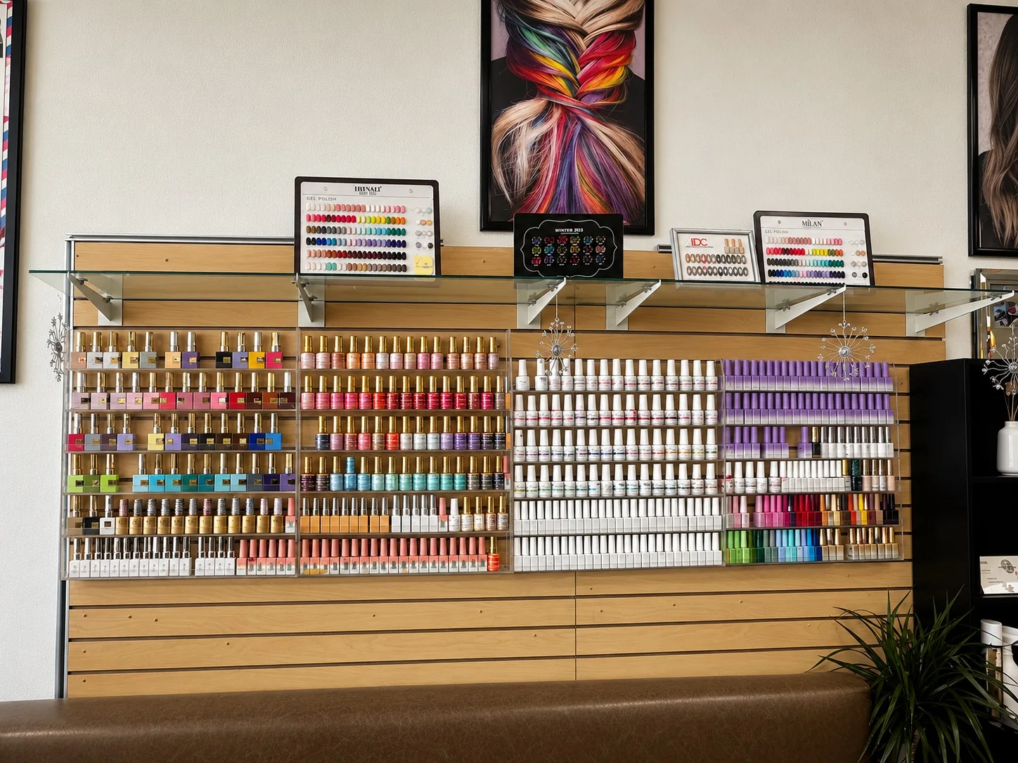 Inside the salon: color wall