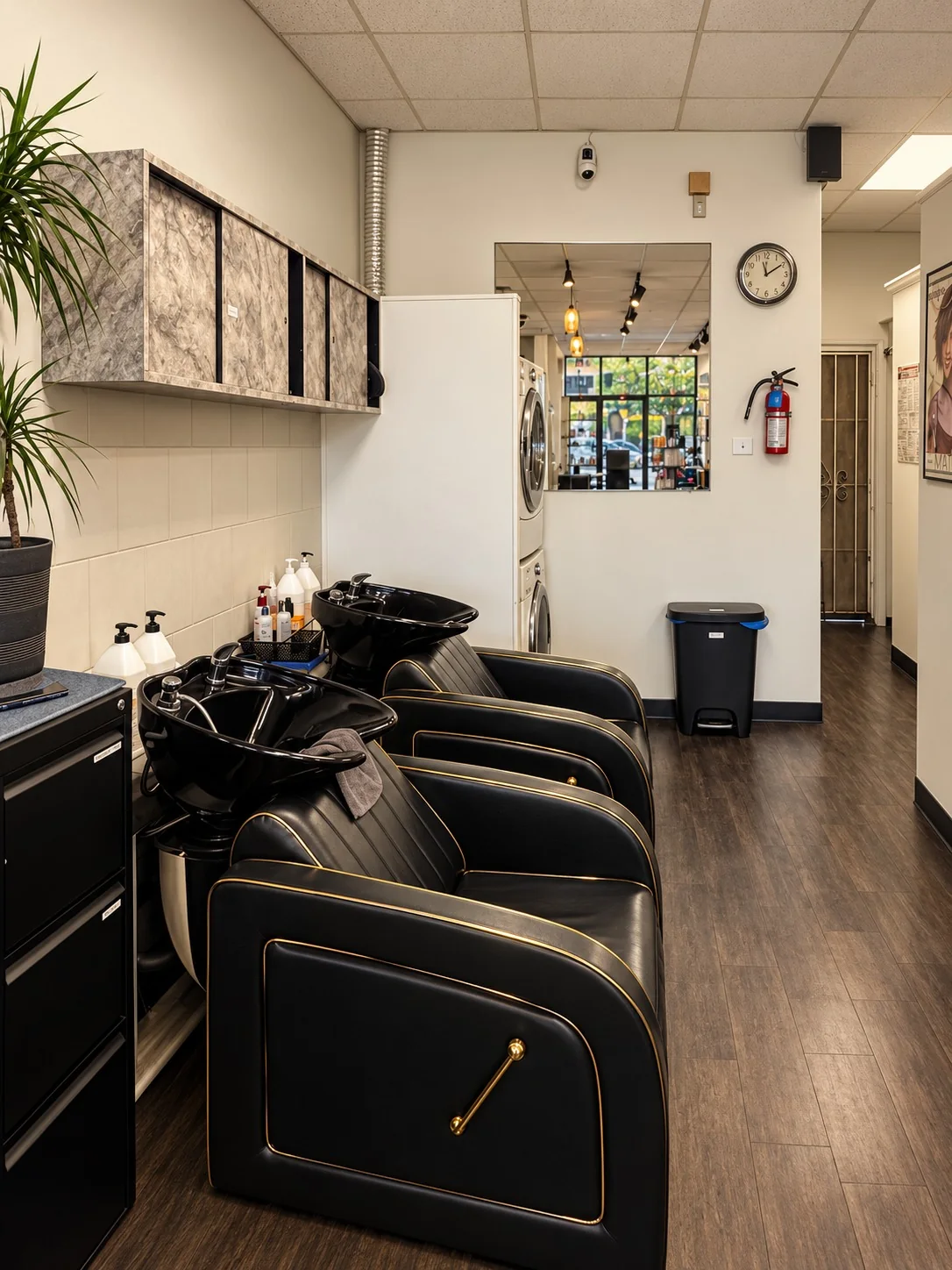 Hair wash stations inside WP Hair and Nails Spa