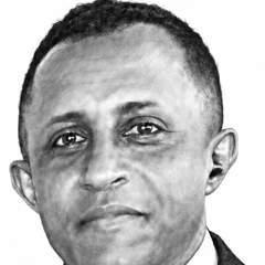 Black-and-white pencil portrait of Yohannes